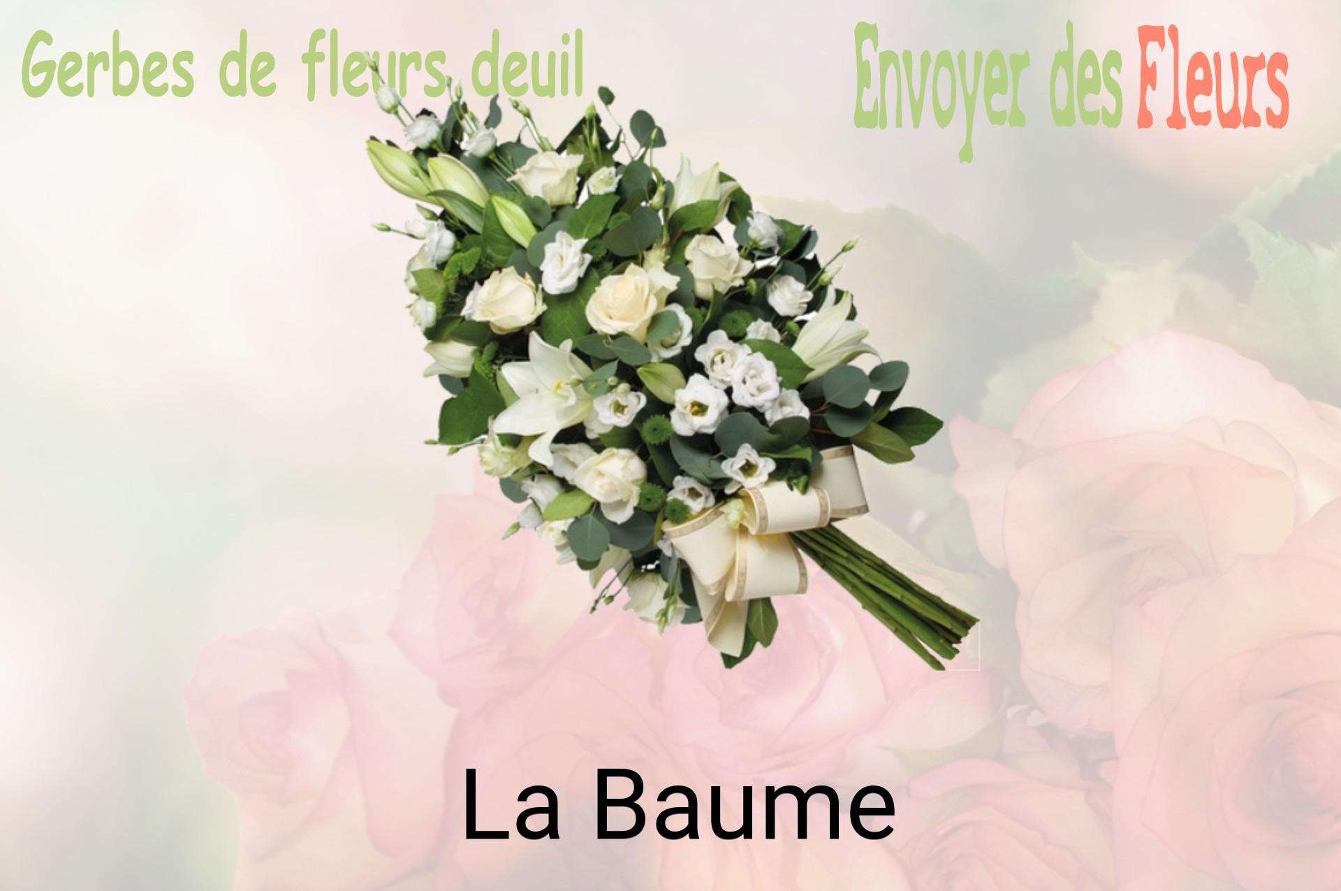 Gerbe de fleurs de deuil livrée à La Baume